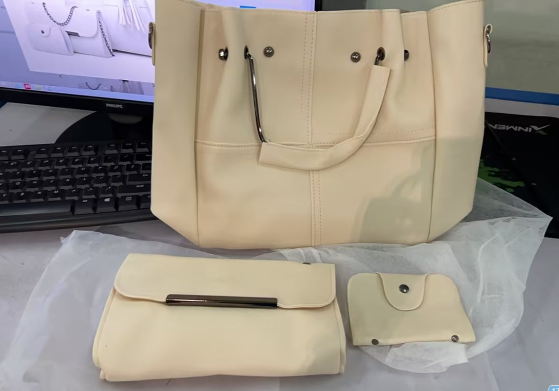 Sac messager à bandoulière simple de mode européenne et américaine pour femmes, sac mère à pompons en trois pièces
