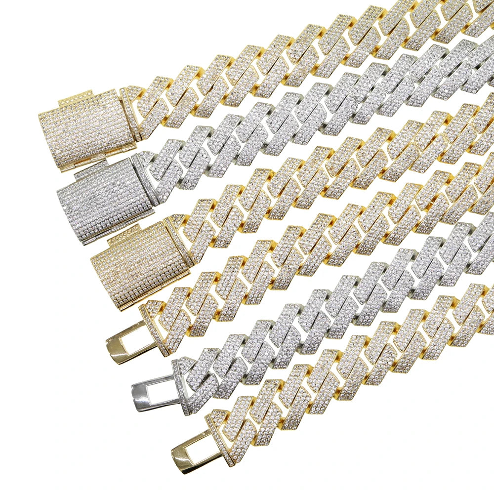 Big Heavy Hip Hop ice Men Jewelry Micro Pave Rock Punk Ice Out Cuban Chain Necklace 19mm