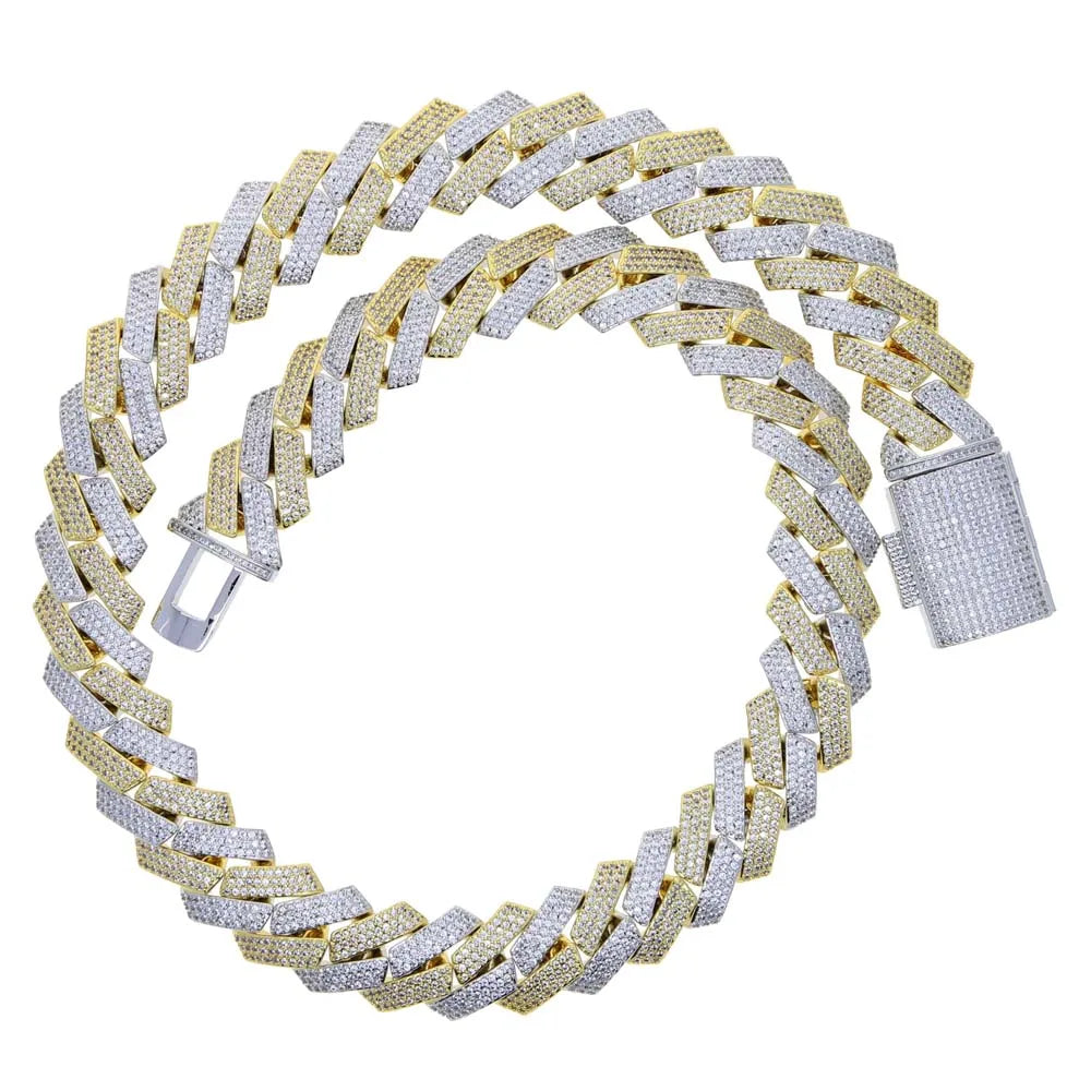 Big Heavy Hip Hop ice Men Jewelry Micro Pave Rock Punk Ice Out Cuban Chain Necklace 19mm