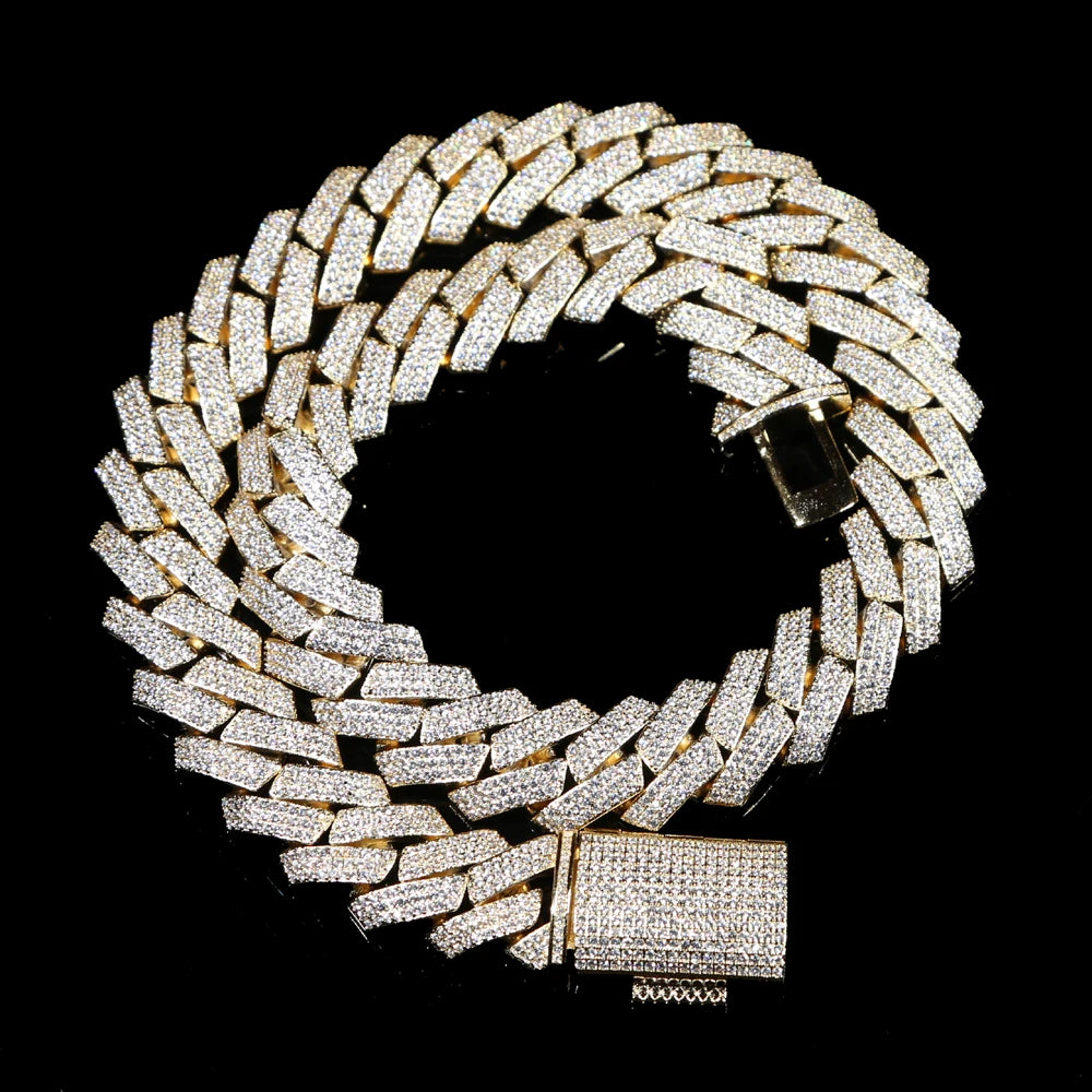 Big Heavy Hip Hop ice Men Jewelry Micro Pave Rock Punk Ice Out Cuban Chain Necklace 19mm