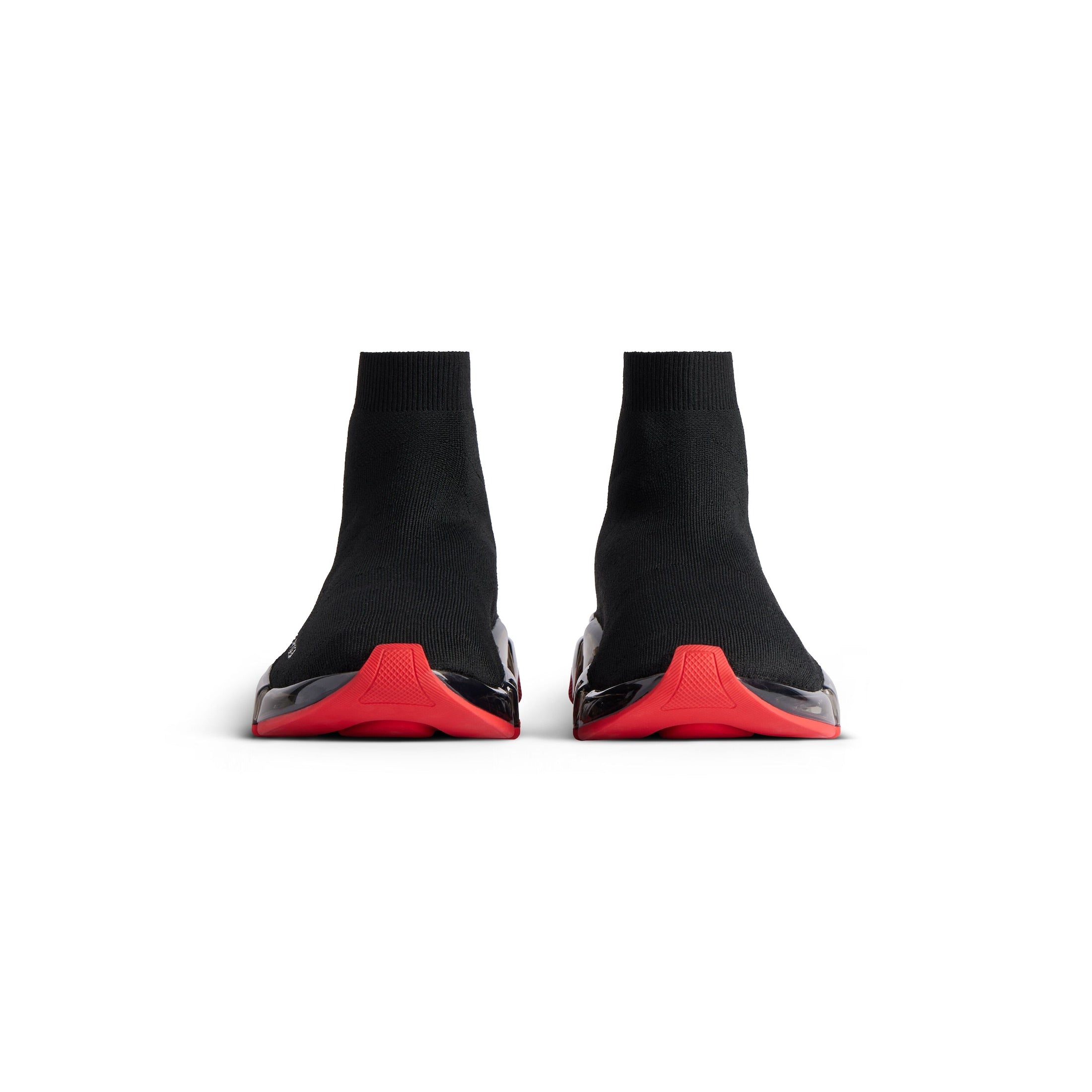 MEN'S SPEED 2.0 FULL CLEAR SOLE RECYCLED KNIT SNEAKER IN BLACK/RED