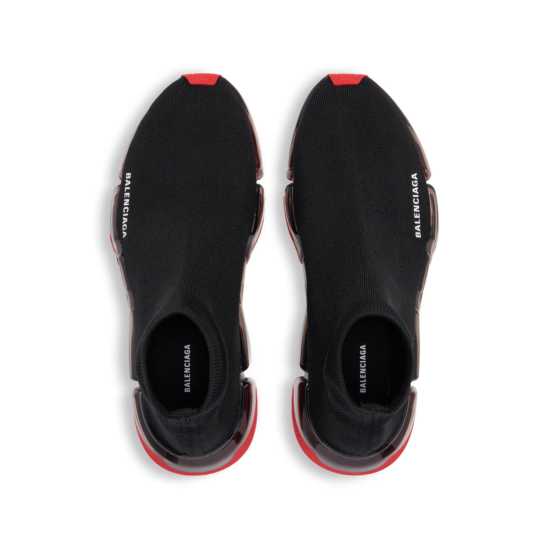 MEN'S SPEED 2.0 FULL CLEAR SOLE RECYCLED KNIT SNEAKER IN BLACK/RED