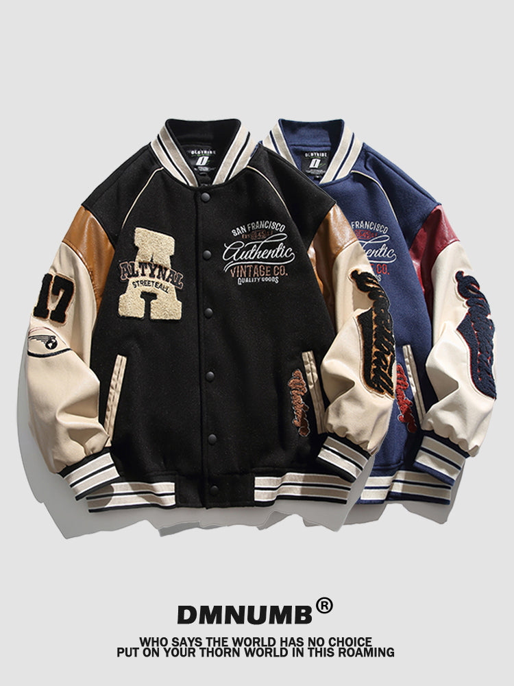JL Spring and Autumn Loose Retro Long-Sleeved Baseball Jacket