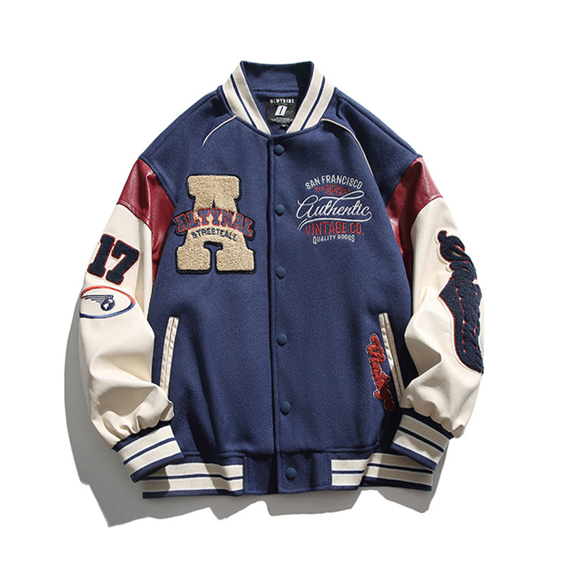 JL Spring and Autumn Loose Retro Long-Sleeved Baseball Jacket