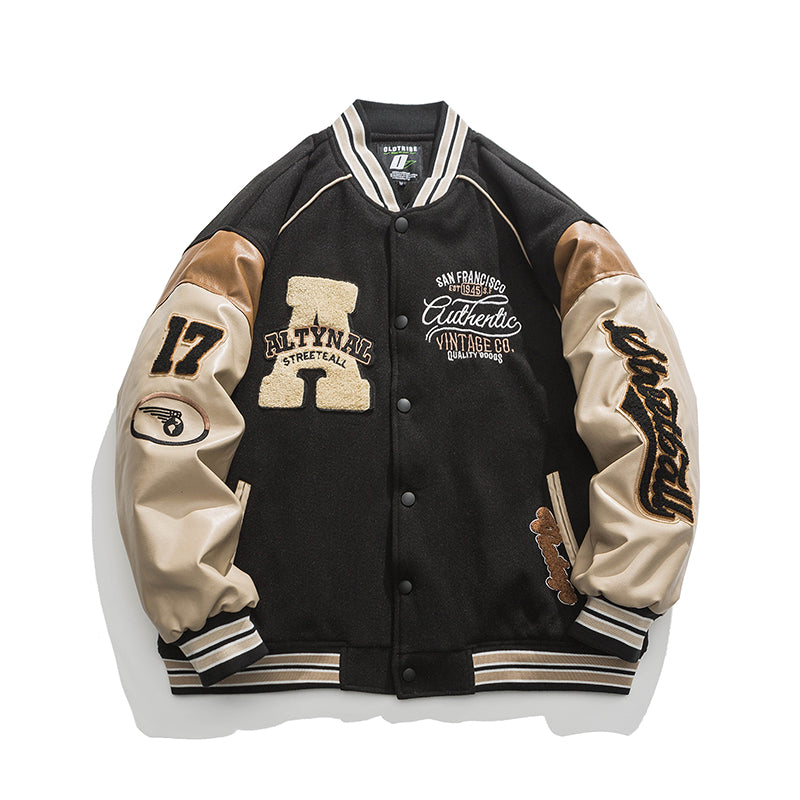 JL Spring and Autumn Loose Retro Long-Sleeved Baseball Jacket