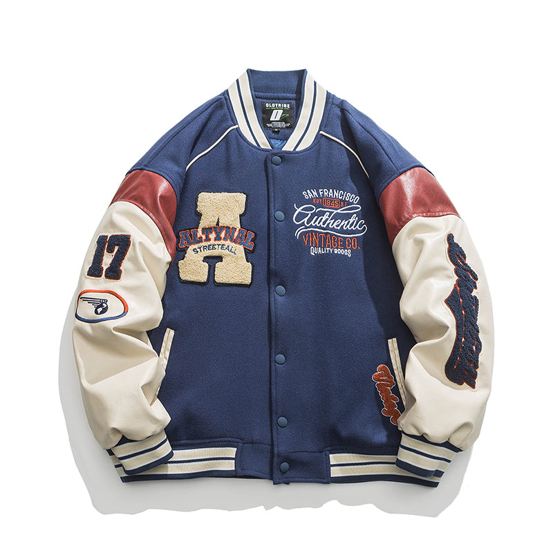 JL Spring and Autumn Loose Retro Long-Sleeved Baseball Jacket