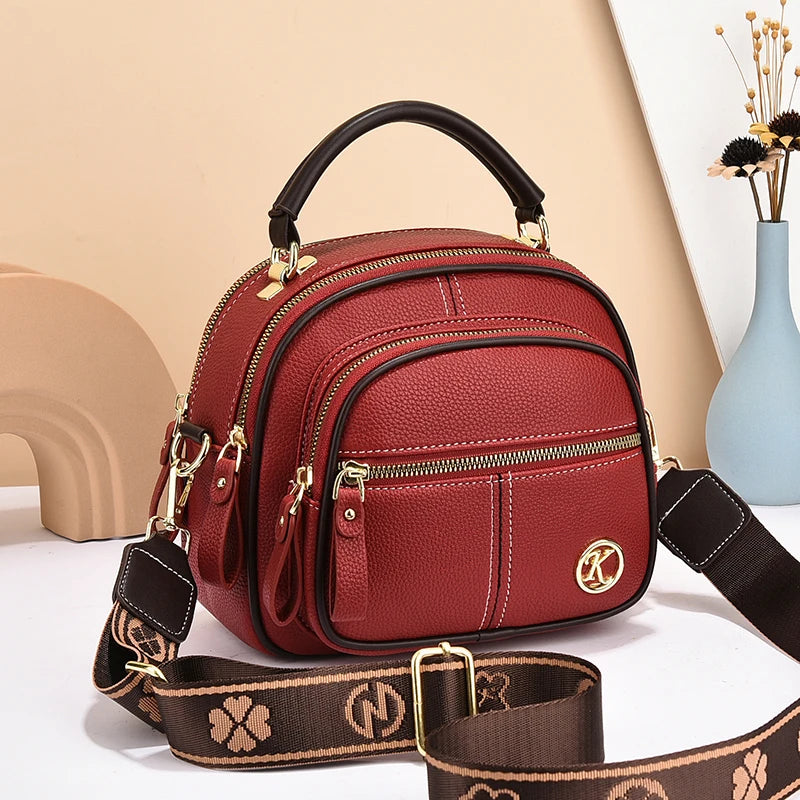 Mini Chic Crossbody Shoulder Bag - Zipper Closure, Faux Leather, Solid Color, Polyester Lining, Spacious Interior, Stylish Women