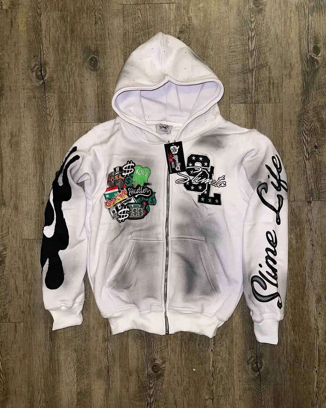 Oversized Zipper Hoodie Men Y2k Gothic Retro Letter Flame Embroidered Sweatshirt Jacket Men and Women