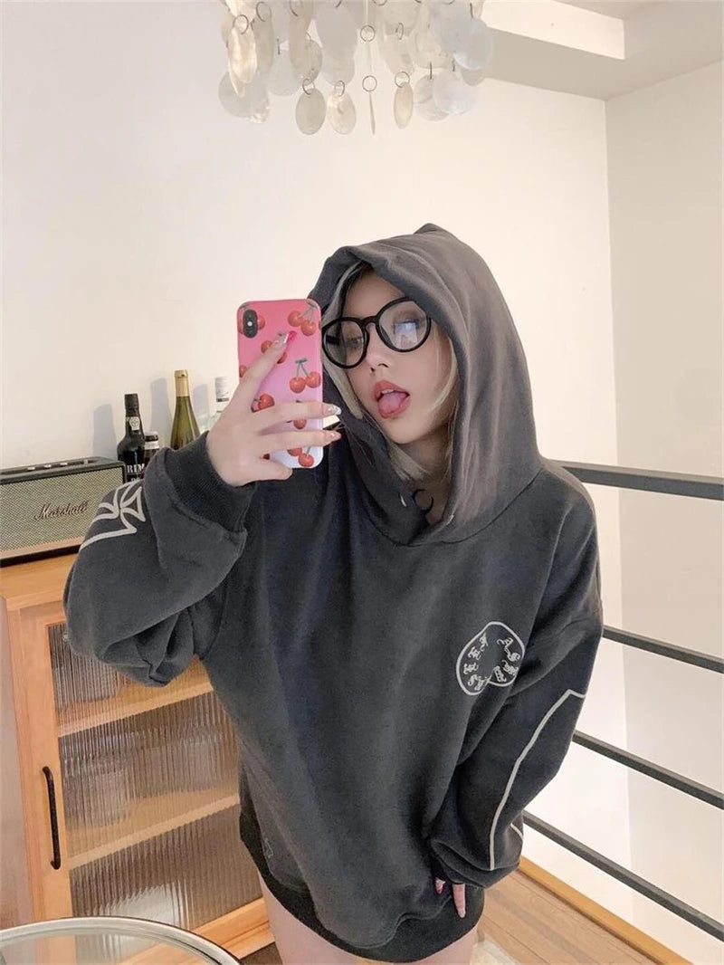 Winter Vintage  Sweater American Casual High Street Loose Hoodie