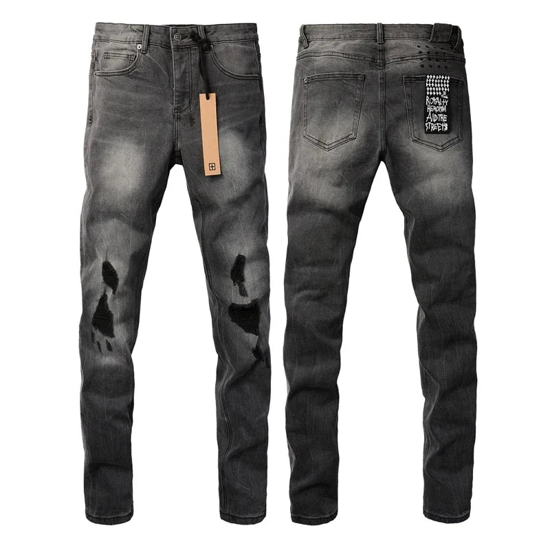 American High Street Stretch Pants Men's Hip Hop Ripped Skinny Low-rise Jeans