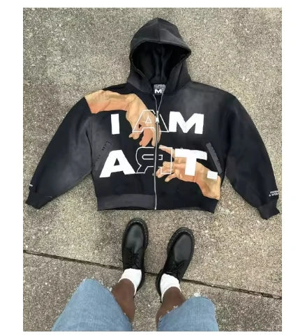Hip-hop Trendy Streetwear Y2K American Hoodie Men's And Women Casual Colorful Oversized Sweatshirt