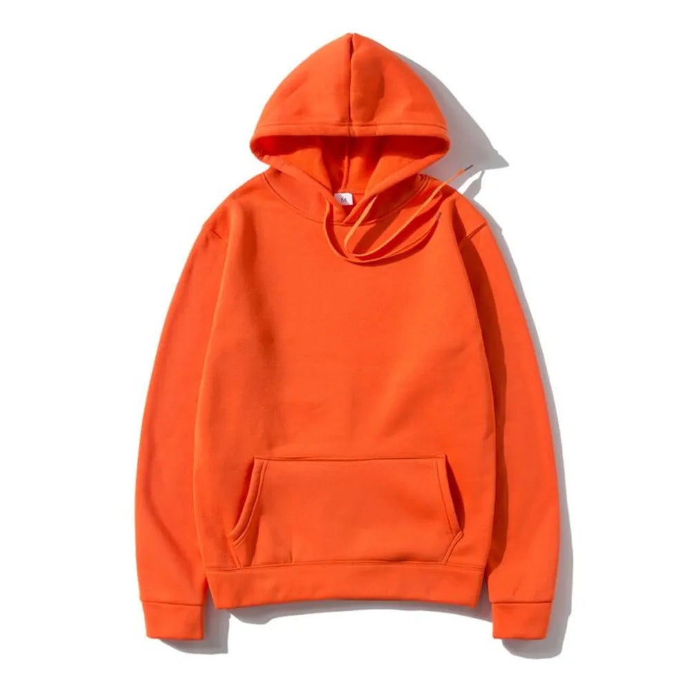 Solid Color Plus Size Hoodie Mens Smooth Sports Pullover Sweatshirt