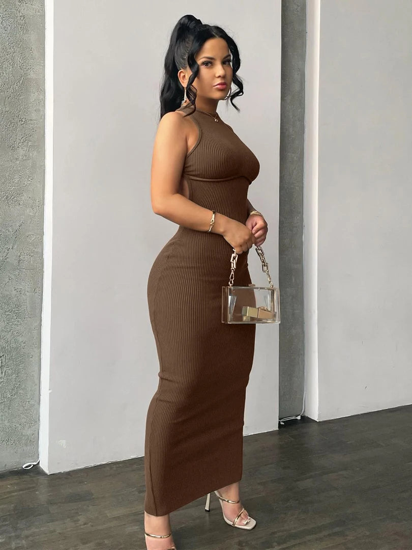 Sexy Slit Mini Dress Bodycon 2025 Spring Women Outfits Elegant P