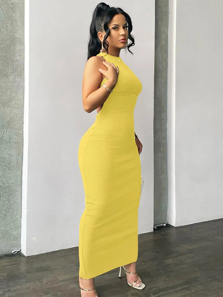 Sexy Slit Mini Dress Bodycon 2025 Spring Women Outfits Elegant P