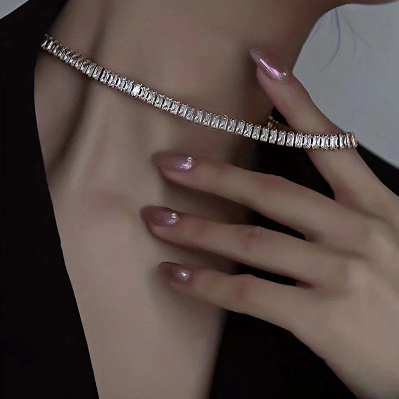 Women Luxury Clear Crystal Geometric Sexy Banquet Party Shiny Jewelry ﻿
