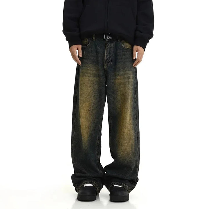 Men's Pants lStraight Leg Pants Stylish Vintage Wash Baggy Y2k Fashion Streetwear