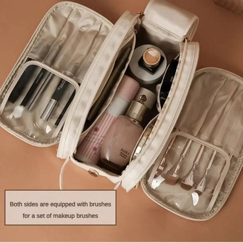 Multifunctional Makeup Bag For Women PU Leather Large Capacity