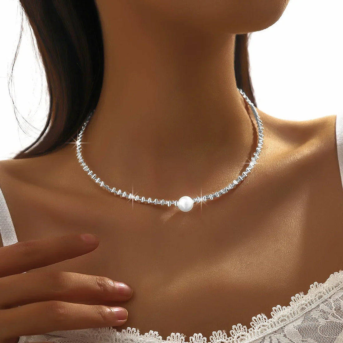 Classic Simple Shiny Double Layer Pendant Cross Pendant Necklace for Women
