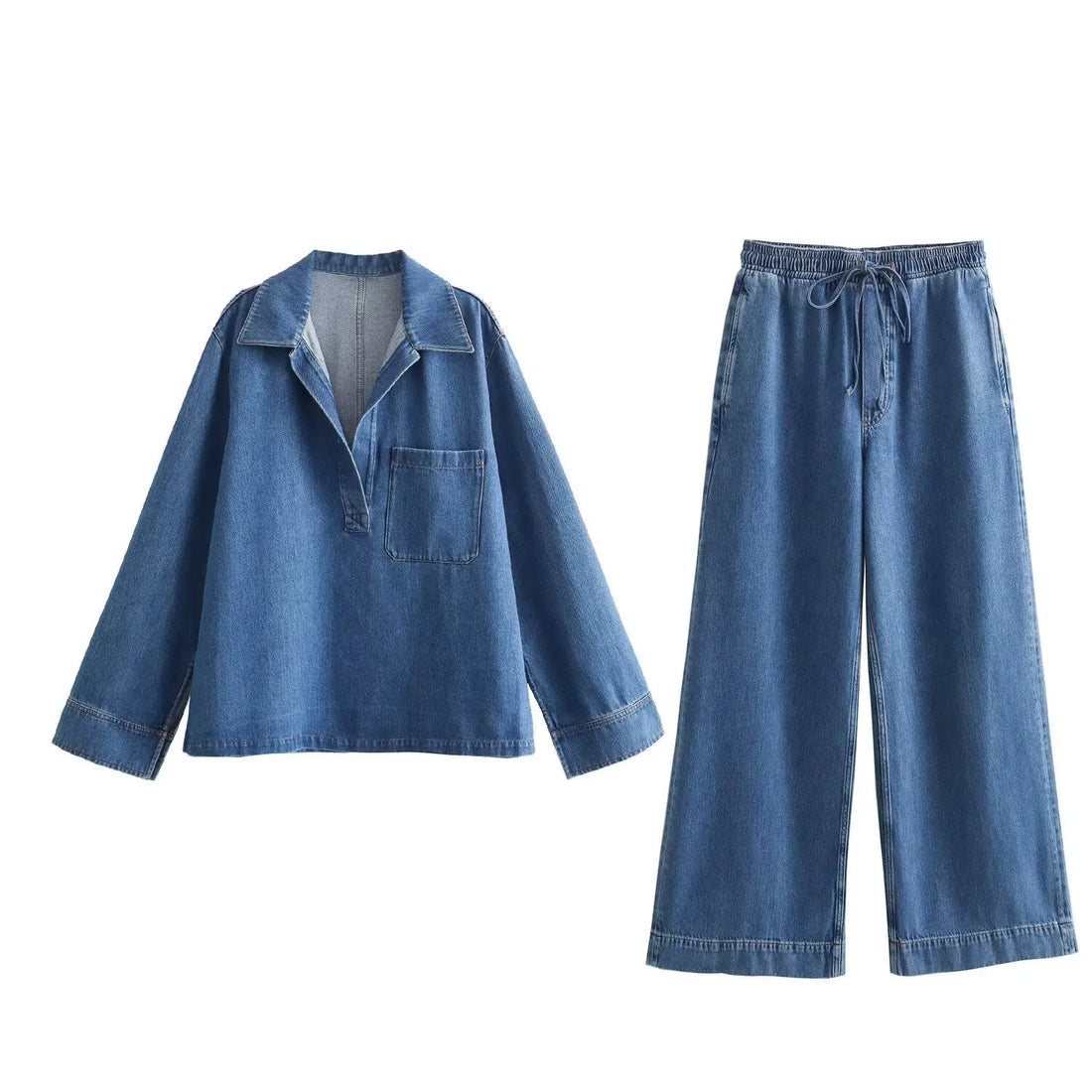 TRAF ZR Demin Sets for Women 2 Pieces Groups of Pant Denim Jeans New in Matching Sets 2025