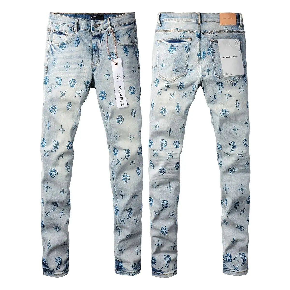 Purple new slim-fit trendy men's jeans casual pants
