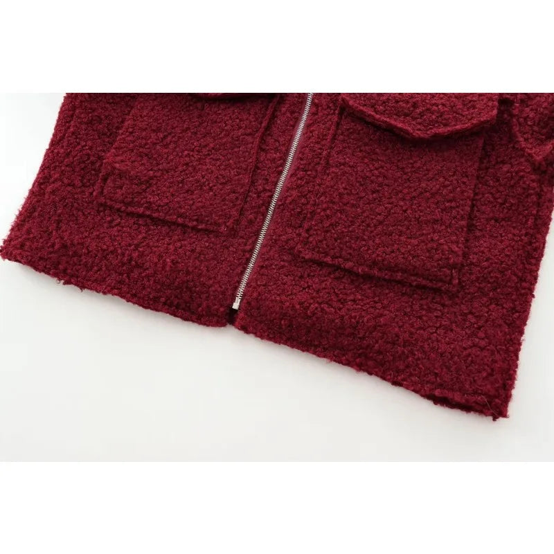 TRAF Women 2025 Outerwears Fleece Tweed Jacket Women Coat Autumn & Winter