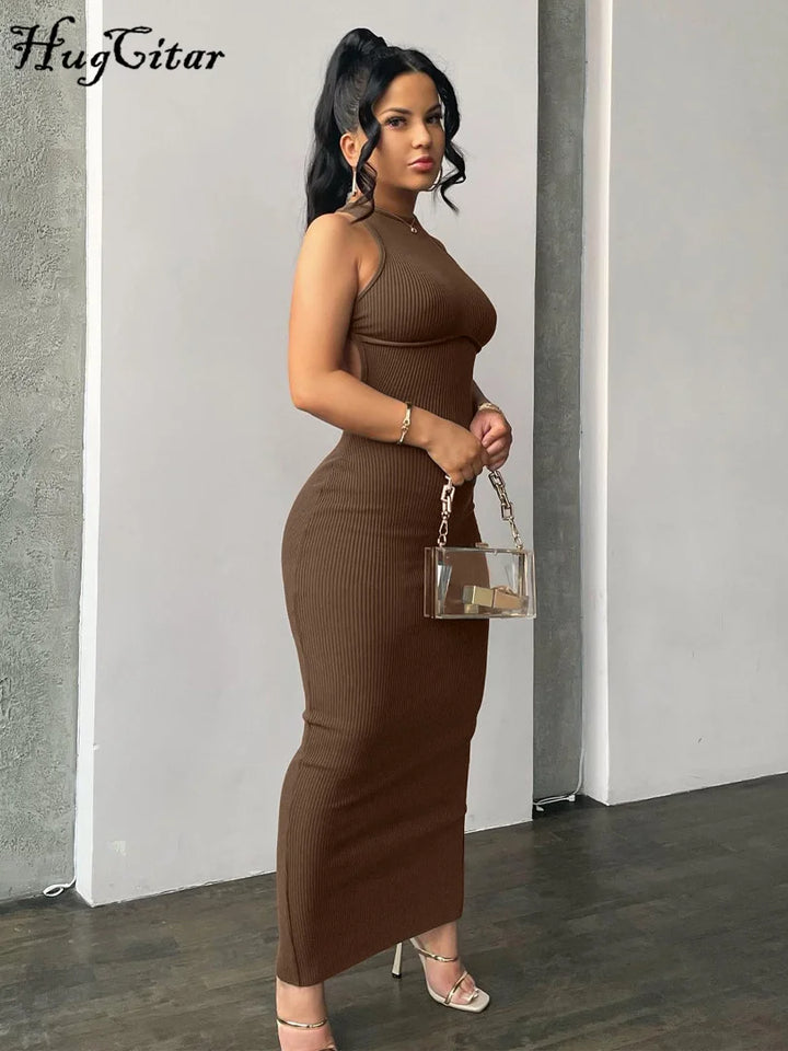Sexy Slit Mini Dress Bodycon 2025 Spring Women Outfits Elegant P