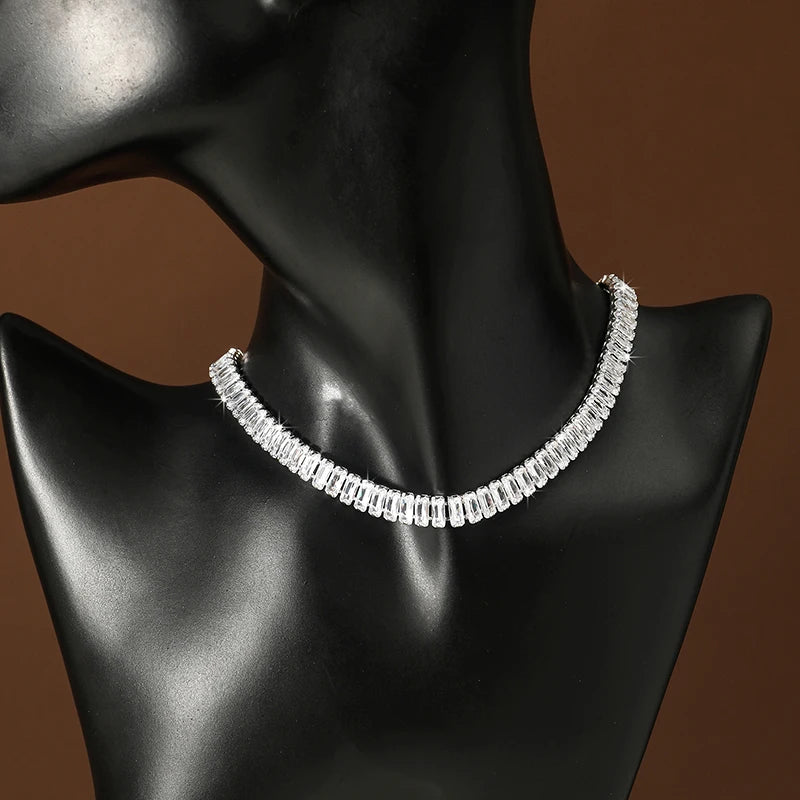 Women Luxury Clear Crystal Geometric Sexy Banquet Party Shiny Jewelry ﻿