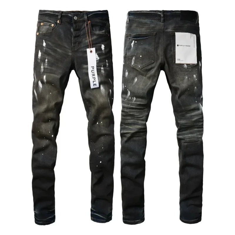 Purple Jeans American High Street Distressed Black 2025 New Fashion