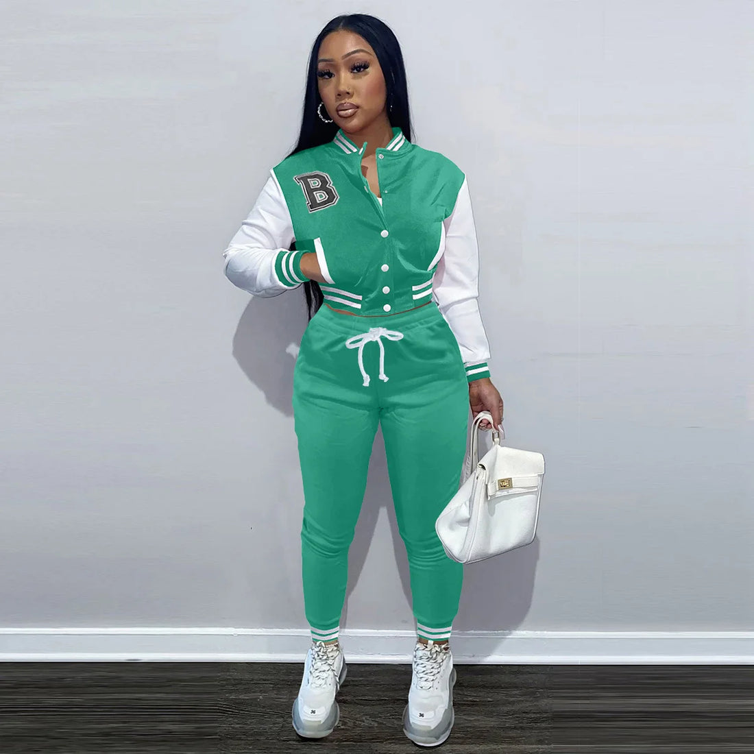 Jacket Outfit Drawstring Two Piece Pants Set Jogger Sweatsuit