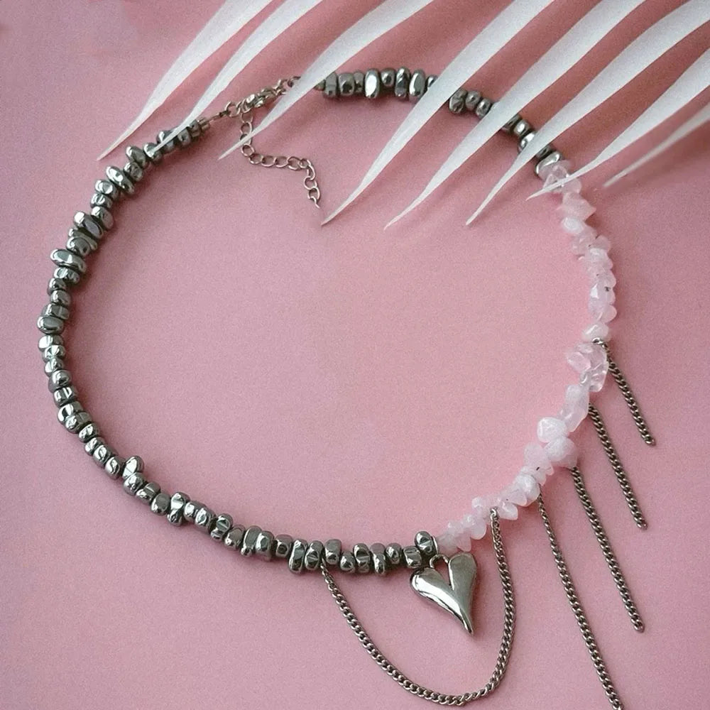 Chain Heart Pendant Necklace For Women Choker Dinner Party