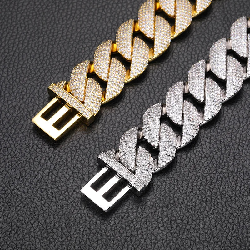 22mm Big Heavy Hip Hop 5A+ CZ Stone Paved Bling Iced Out Solid Round Cuban Miami Link Chain Necklaces for Men Rapper Jewelry