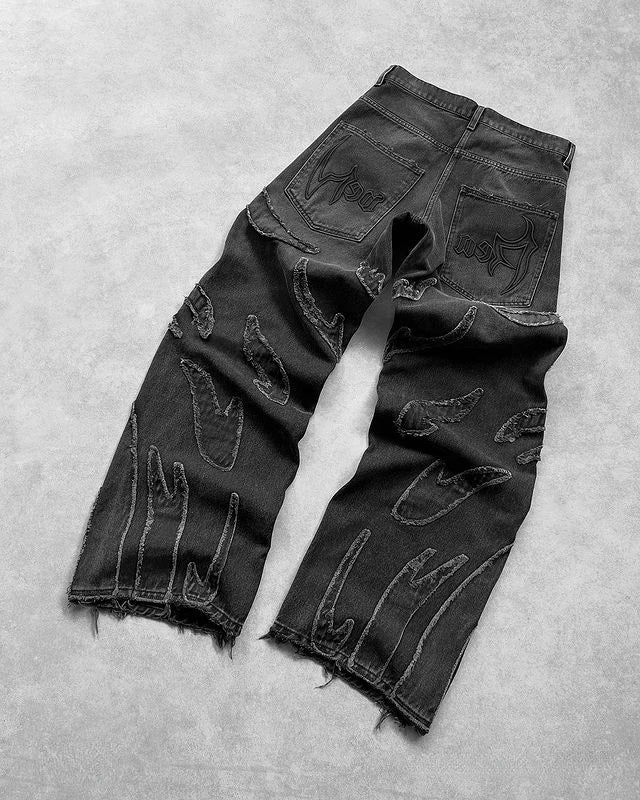 Streetwear Jeans Y2K Mens And Womens Retro Hip Hop