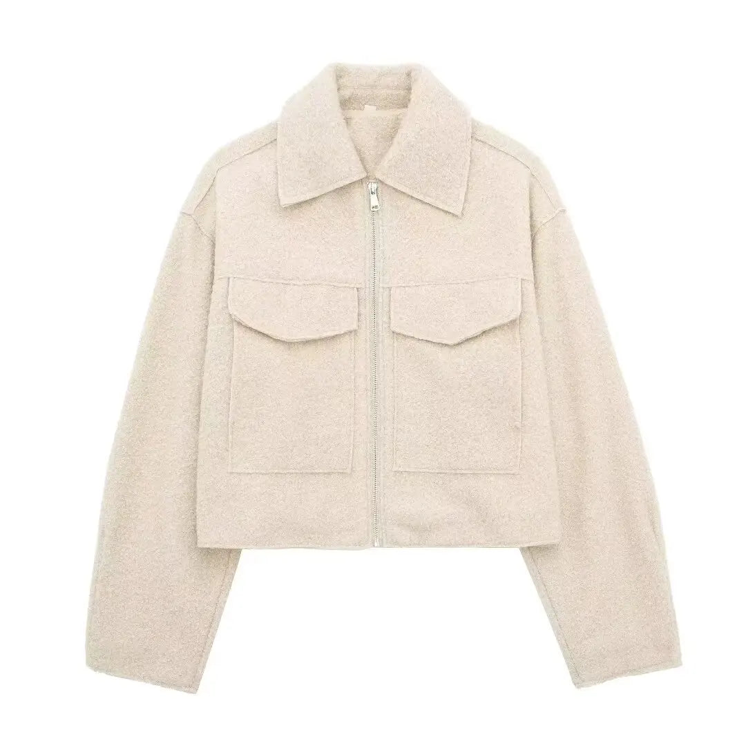 TRAF Women 2025 Outerwears Fleece Tweed Jacket Women Coat Autumn & Winter