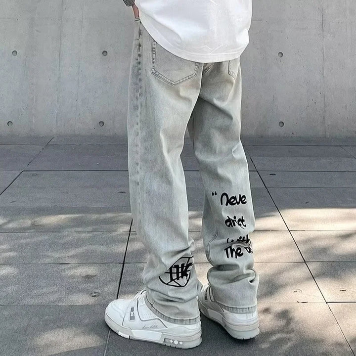 American Gothic Men's Jeans Y2K Retro Straight Denim Trousers Hip Hop Fashion