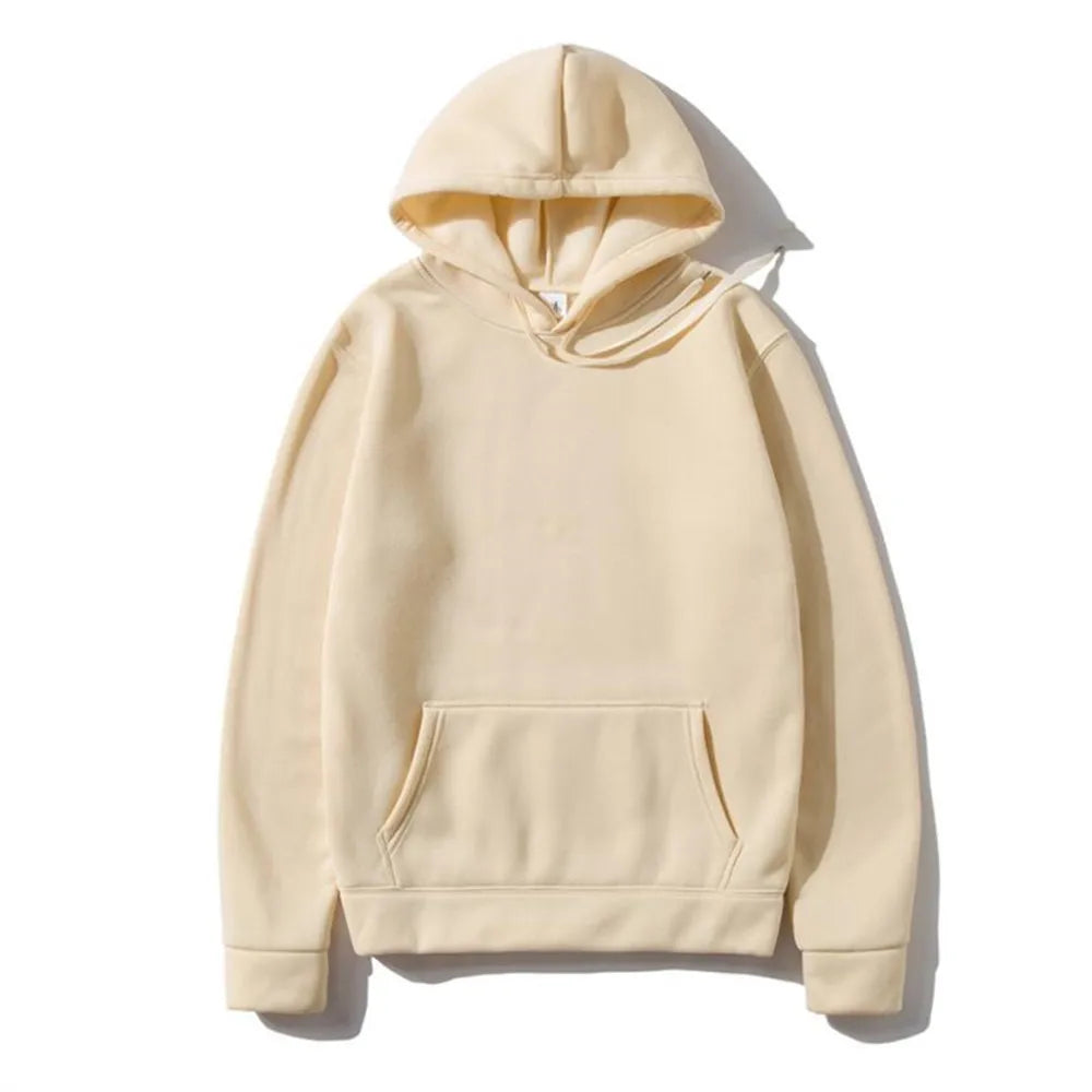 Solid Color Plus Size Hoodie Mens Smooth Sports Pullover Sweatshirt