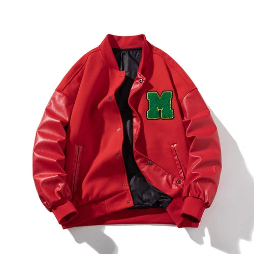 Men And Women Varsity Jacket Winter Women Letter Fashion Jacket Leather Sleeve