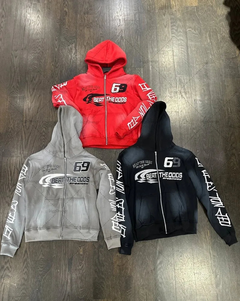Casual Oversized Sweatshirt Couple Hip-hop Trendy Streetwear Jacket Men and Women