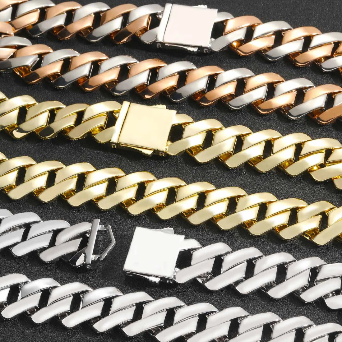 BES 22mm Luxury Iced Out 4 Rows CZ Diamond Cuban Link Chain Gold Plated Fashion Hip Hop Jewelry Bracelet Necklace For Men
