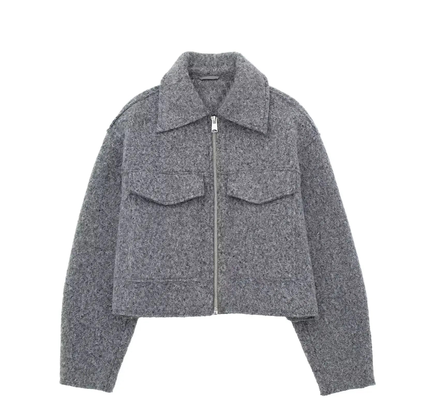 TRAF Women 2025 Outerwears Fleece Tweed Jacket Women Coat Autumn & Winter