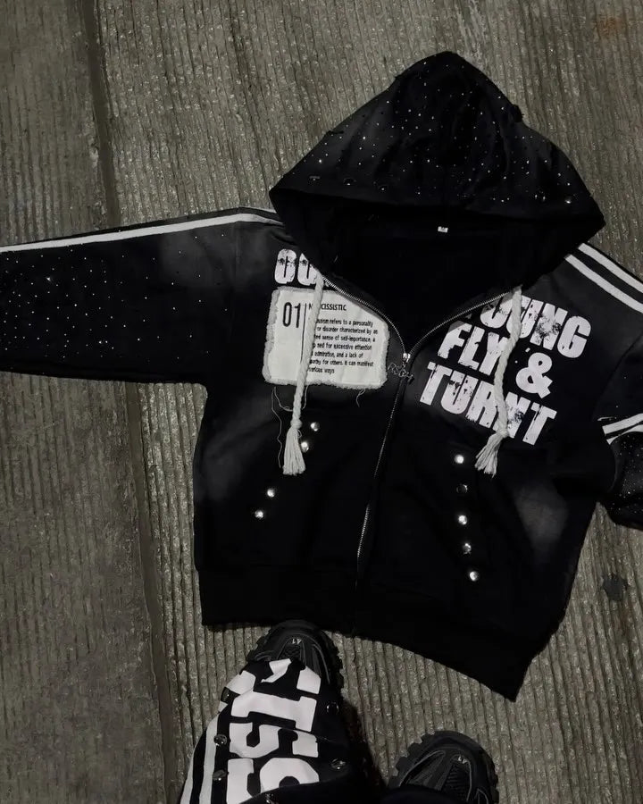 Hip Hop Hoodie Y2k Retro Klein Stone  Men And Women Streetwear