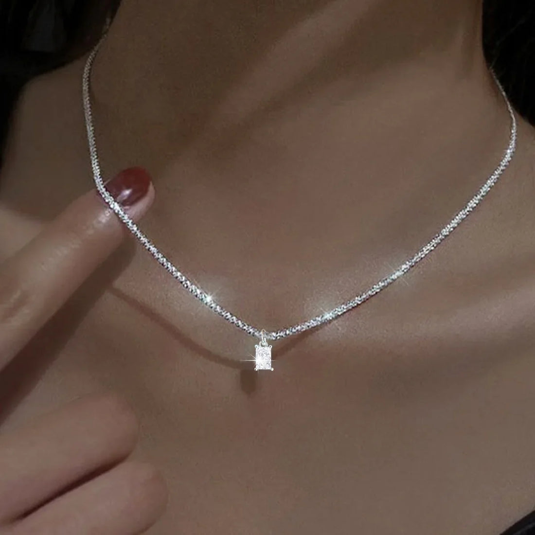 Classic Simple Shiny Double Layer Pendant Cross Pendant Necklace for Women