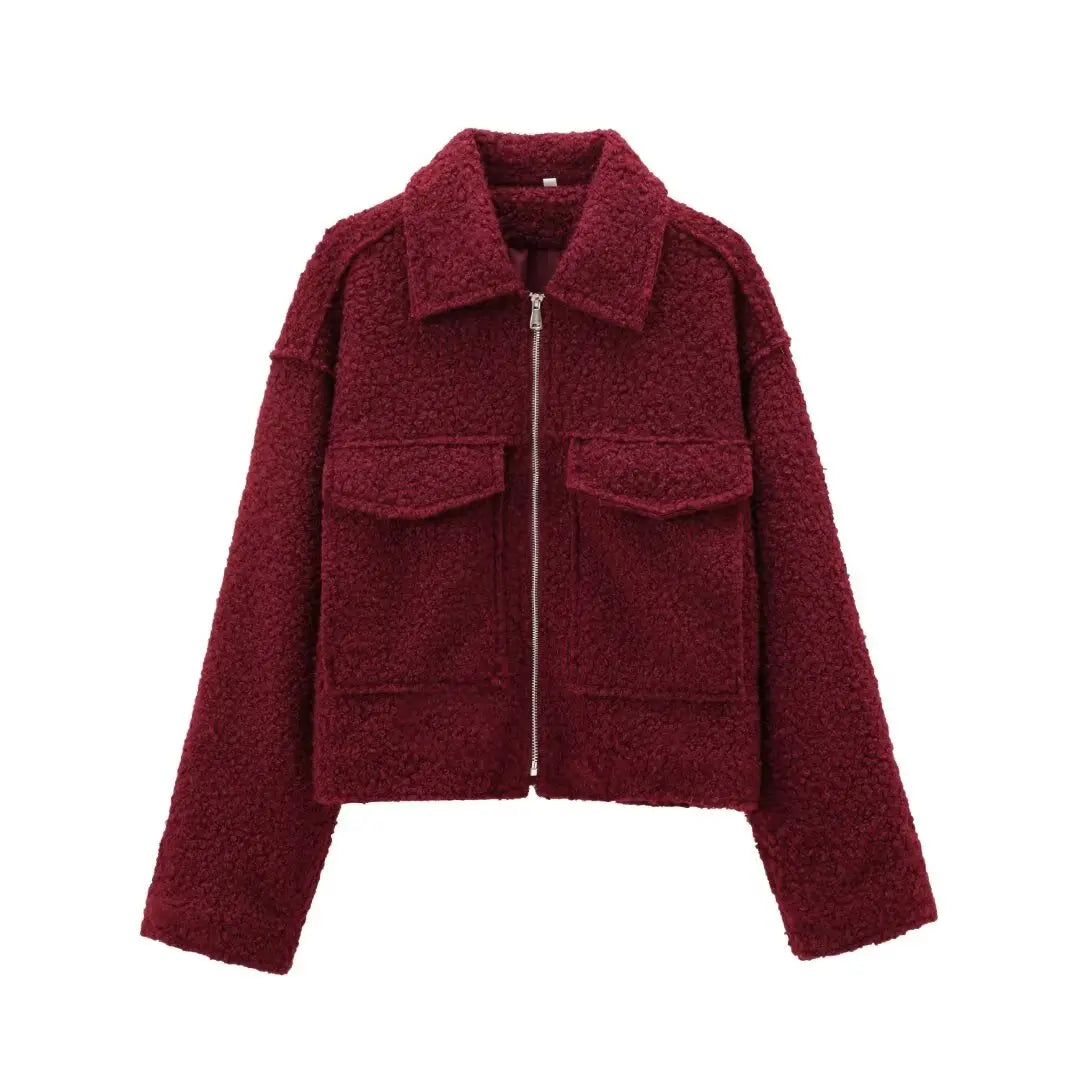 TRAF Women 2025 Outerwears Fleece Tweed Jacket Women Coat Autumn & Winter