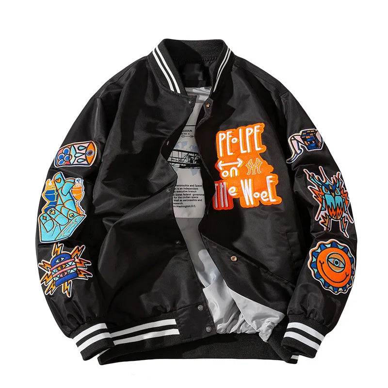 Leather Bomber Jackets Men and Women Spring Oversized Streetwear Coats