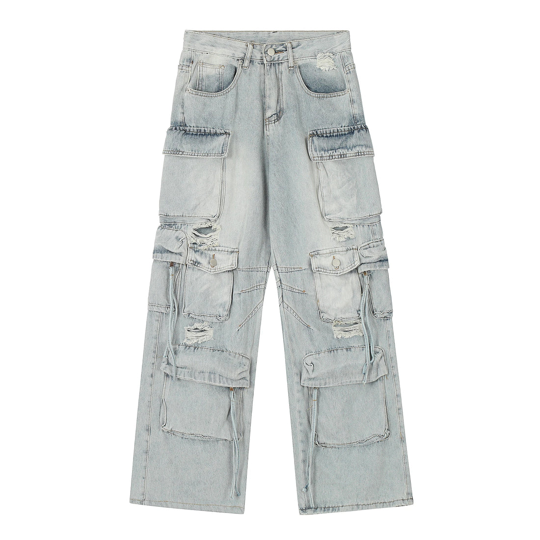 Hip Hop Streetwear Pants for Men Distressed Ripped Jeans