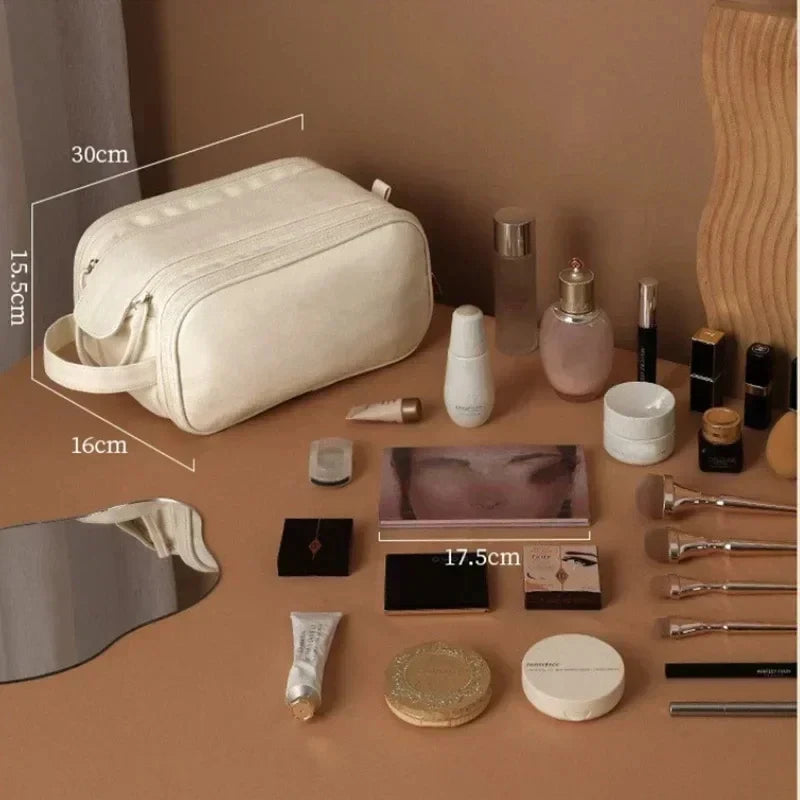 Multifunctional Makeup Bag For Women PU Leather Large Capacity
