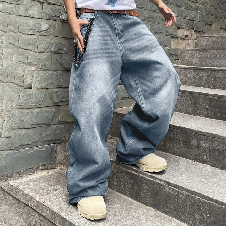 Sweatpants Men's Jeans Retro Trousers Korean Fashion Loose Fit Denim Pants Streetwear