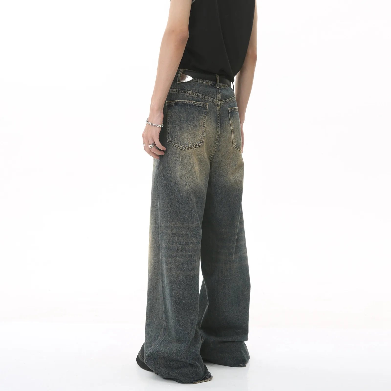 Sweatpants Men's Jeans Retro Trousers Korean Fashion Loose Fit Denim Pants Streetwear