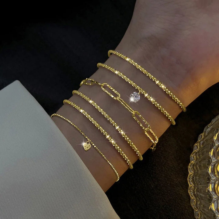 4Pcs/Set Fashion Snake Green Metal Bracelet For Women