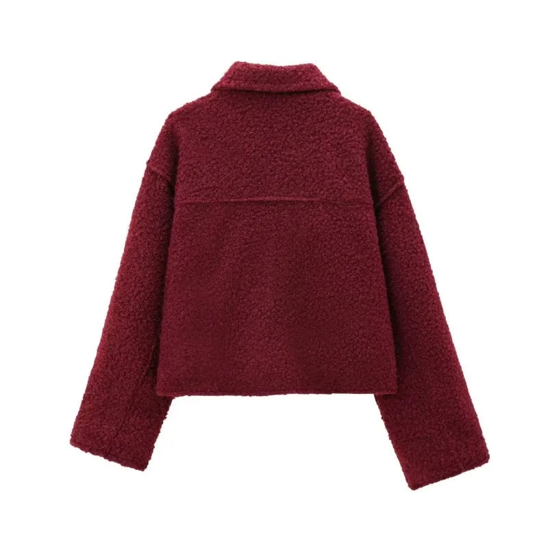 TRAF Women 2025 Outerwears Fleece Tweed Jacket Women Coat Autumn & Winter