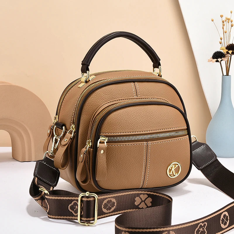 Mini Chic Crossbody Shoulder Bag - Zipper Closure, Faux Leather, Solid Color, Polyester Lining, Spacious Interior, Stylish Women